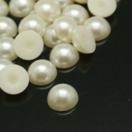 lot de 100 demi perles rondes acryliques blanc 