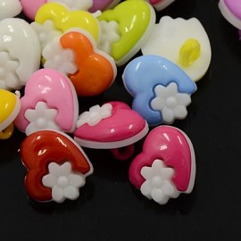 lot 20 boutons 15 mm coeur etoile