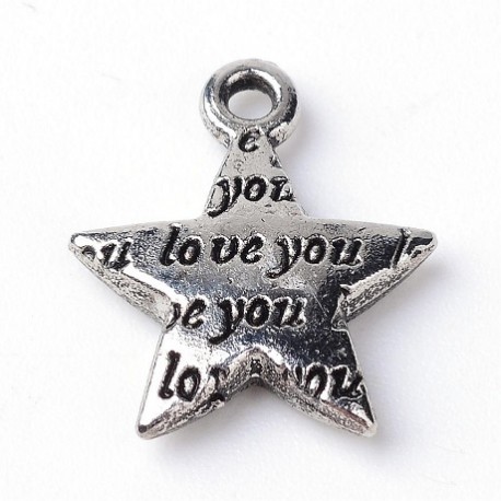 Lot de 10 breloques pendentifs "étoile love you"