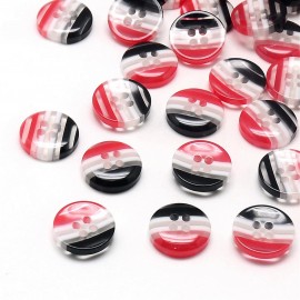 lot 20 boutons rayure rouge noir