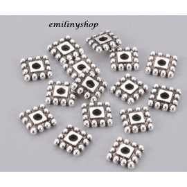 lot 50 perles entretoise intercalaire carré gris argent apprêt bijoux 7 mm