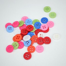 lot 50 boutons 15 mm multicolor melange 4 trou couture mercerie